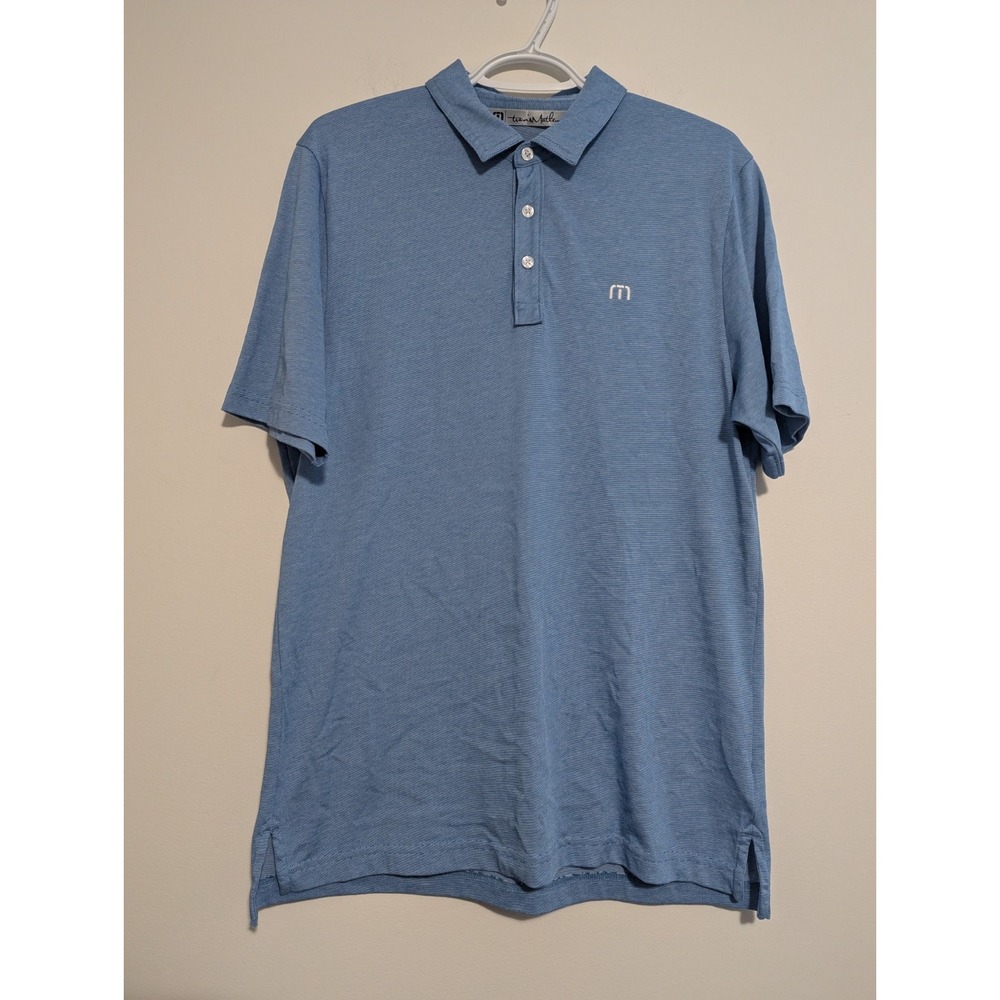 Travis Mathew Mens Size Medium Golf Polo Shirt Blue Performance Short Sleeve‎